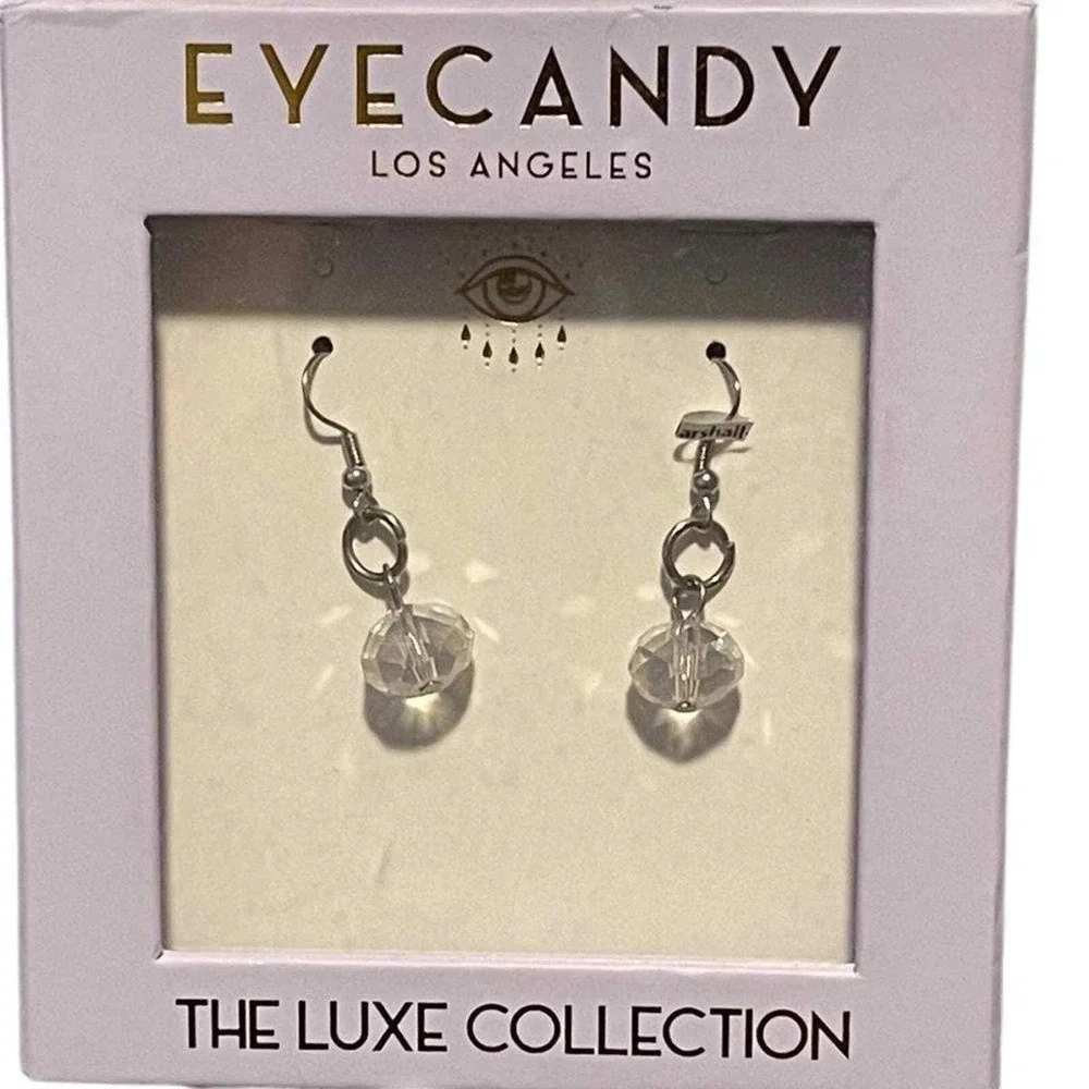 Eye Candy LA Crystal Drop‎ Earrings | Silver Tone Dangle | Minimal Chic